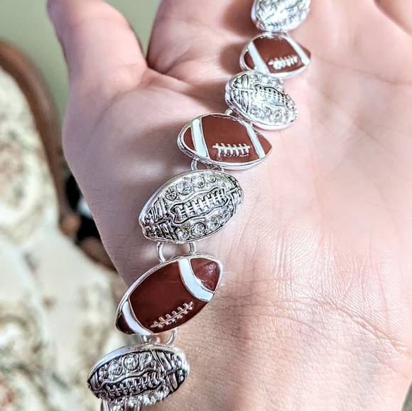 Football bling charm sport mom bracelet magnetic clasp with rhinestones - Picture 9 of 9